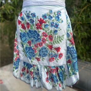 Vintage Floral Blue and Red Apron